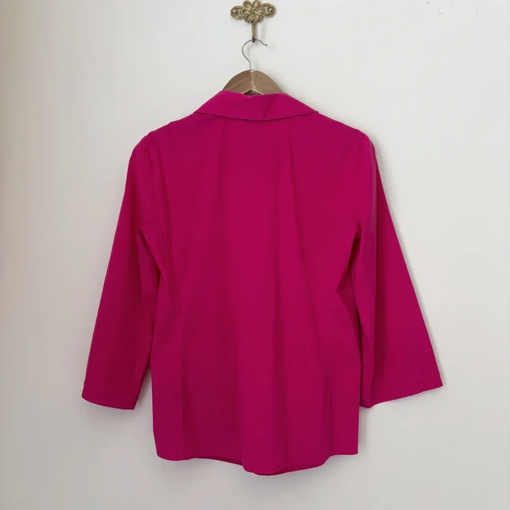 Lafayette 148 Leigh Ruched Button Front Shirt Pink Sz 6 - Picture 4 of 7